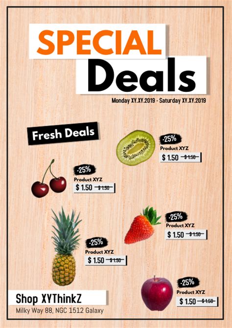 Special Deals Product Flyer Poster Discount Sale Retail Food Template