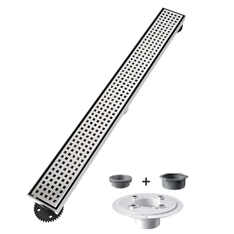 Buy Ushower 36 Inch Square Pattern Grate Linear Shower Drain 304 Stainless Steel Brushed Nickel