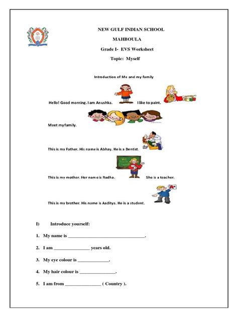 Free Printable Evs Worksheets For Grade 1 Learning How To Read Body