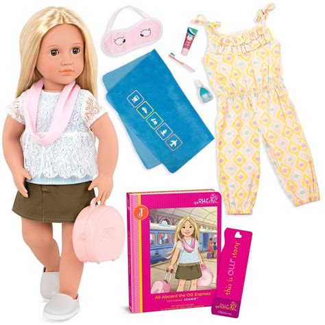 Our Generation Joanie With Storybook And Accessories 18 Posable Travel