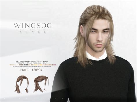 The Sims Resource Wings Es0905 Braided Medium Length Hair