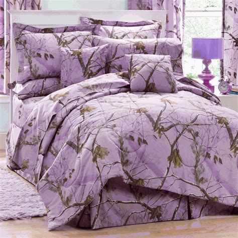 Comforter, bedskirt, fitted sheet, flat sheet, two pillowcases and two shams. Camouflage Comforter Sets: Queen Size Realtree AP Lavender ...