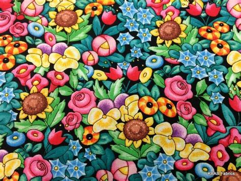 Colorful Bright Floral Fabric By Yard Half Fq Mary