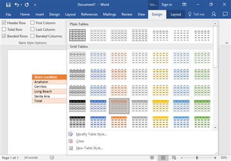 Formatting Tables Microsoft Word