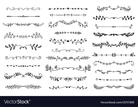 Vector Collection Hand Drawn Borders Sketch Stock Vector My Xxx Hot Girl