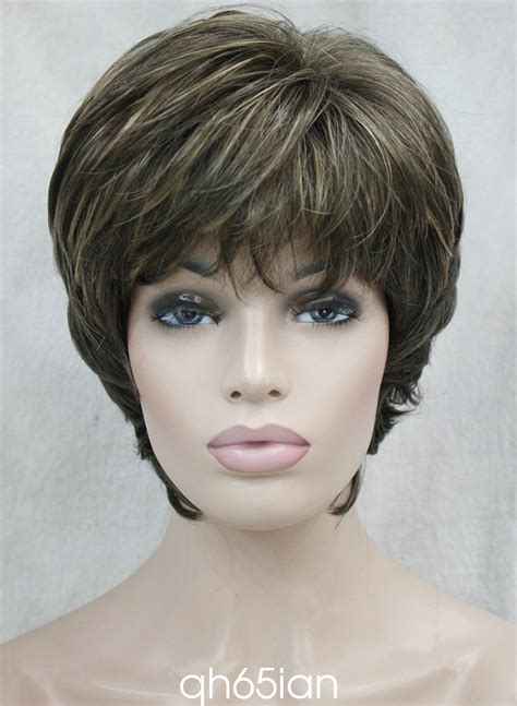 Ladies Wig Straight Women Short Natural Hair Cosplay Wigs Brown Blonde