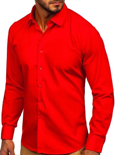 Camisa Elegante De Manga Larga Para Hombre Rojo Bolf 0001 Rojo