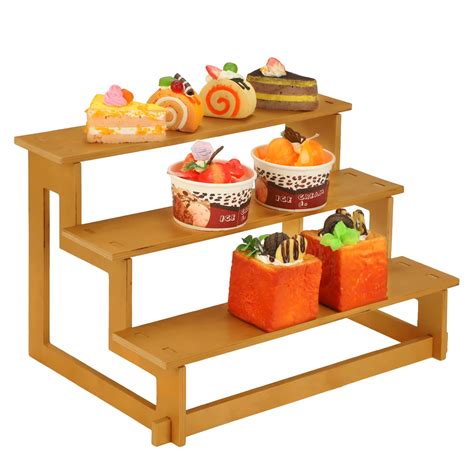 Buy Wooden Food Display Stand 3 Tier Straight Retail Table Display