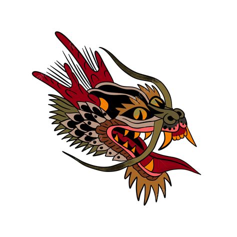 Gambar Ilustrasi Vektor Template Logo Naga Simbol Kepala Lambang Png
