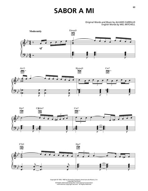Sabor A Mi Be True To Me Sheet Music Luis Miguel Piano Vocal
