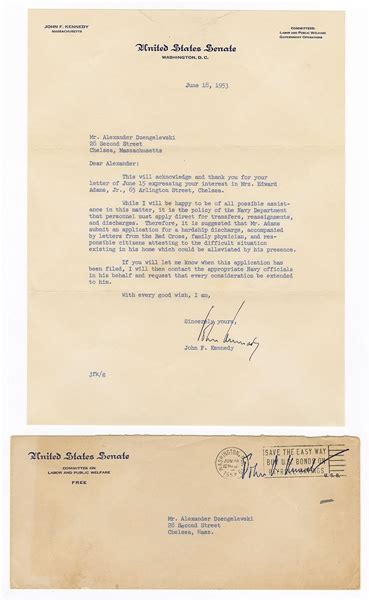 Lot Detail Senator John F Kennedy Signed Typewritten Letter Jsa Loa