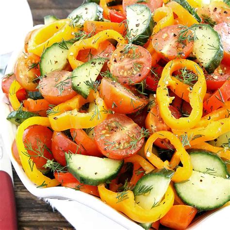 Sweet Pepper Tomato Cucumber Salad Valyas Taste Of Home