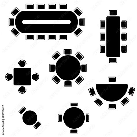 Business Furniture Symbols Used In Architecture Plans Icons Set Top