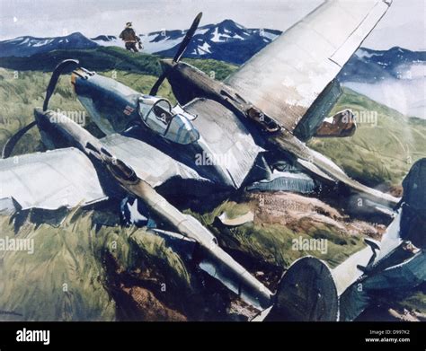 World War Ii 1939 1945 Crash Landing Aleutians Ogden Pleissner
