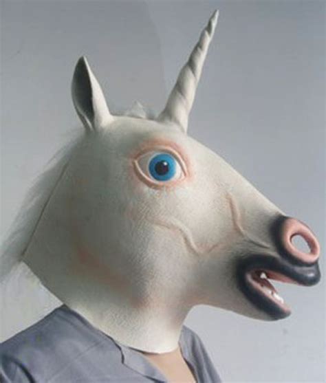 White Magical Unicorn Head Mask Costume Halloween Creepy Adult Unicorn