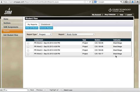 Sam projects do not work with the . Cengage SAM Office 2010 - How to lookup detailed report on ...