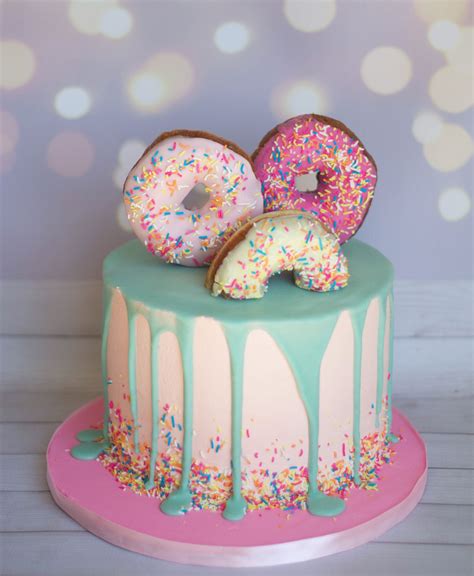 Donut Drip Cake Cool Birthday Cakes Cake Cake Donuts