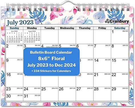 Cranbury Small Wall Calendar 2023 2024 8x6 Floral June 2023 To