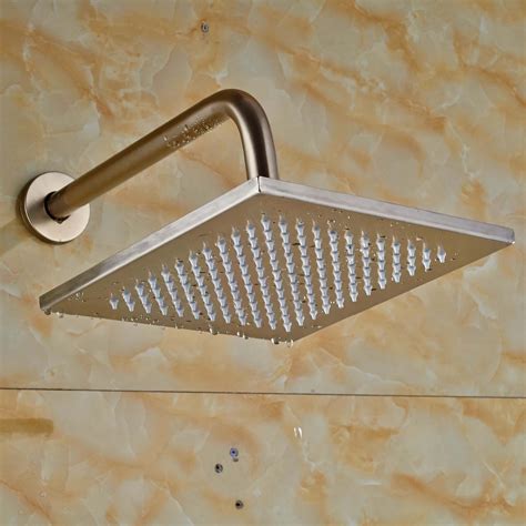 Brushed Nickel 10 Rainfall Shower Head With Wall Mount 30cm Shower Arm