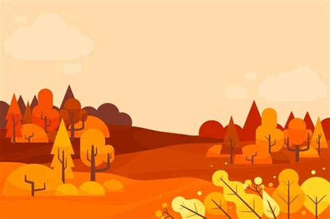 Flat Design Autumn Background With Trees Free Vector