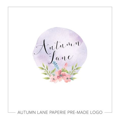Shabby Chic Watercolor Flowers Logo Autumn Lane Paperie Flowers