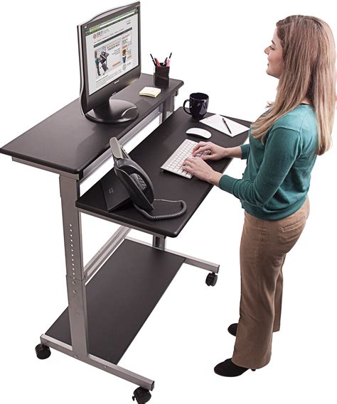 Stand Up Desk Store Rolling Adjustable Height Two Tier Standing Desk