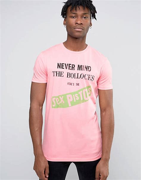 Asos Sex Pistols Longline Band T Shirt In Pink Asos