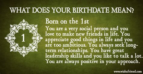 Dreaming of dating a friend reveals that you're about to receive good news. What Does Your Birth Date Mean? - Born on the 1st