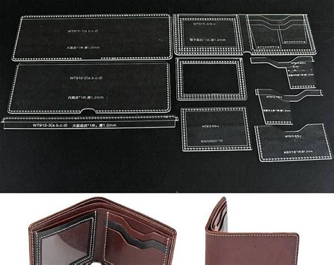 Leather Tri Fold Wallet Acrylic Template Set Leathercraft Pattern