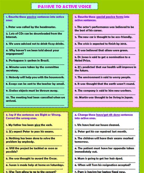 Passive To Active: Transformation Worksheet