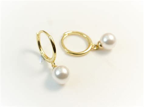 Gold Pearl Earrings Pearl Hoop Earrings Gold Pearl Hoop Etsy