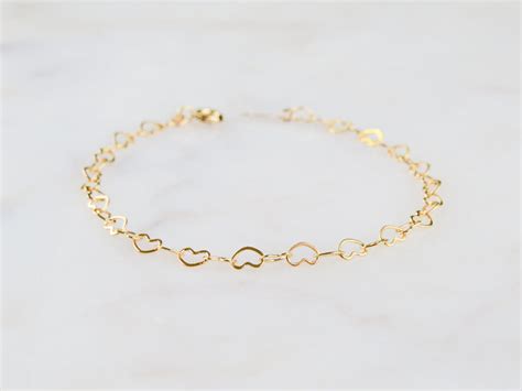 Gold Heart Bracelet Everyday Chain Bracelet Heart Jewelry Etsy UK