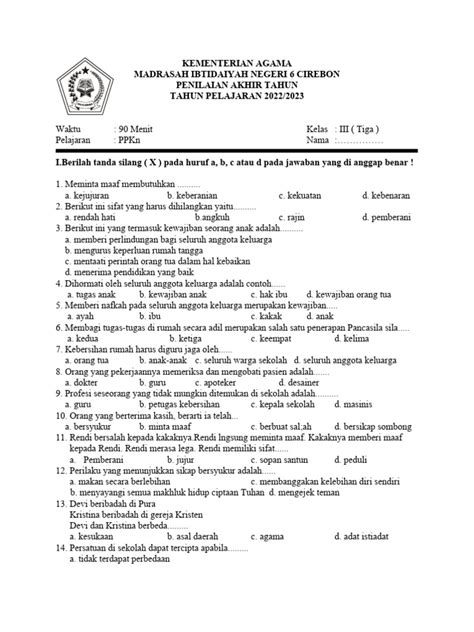 Soal Pat Kelas 3 Pdf