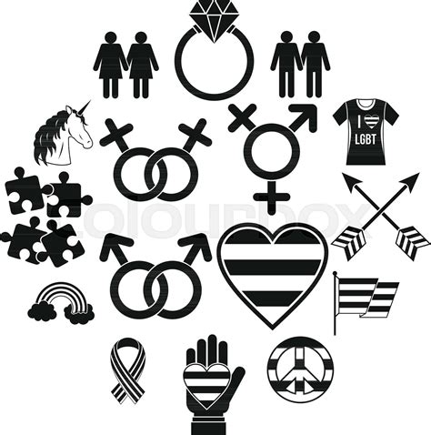 lgbt icons set simple style stock vector colourbox