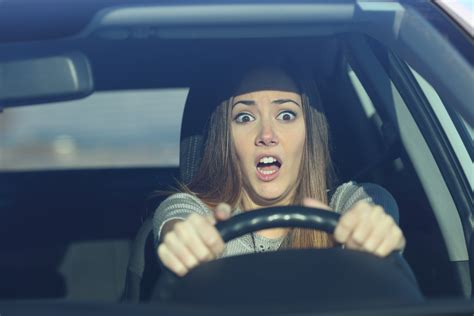 Scared Driver Driving A Car Before An Accident Psicoavanza
