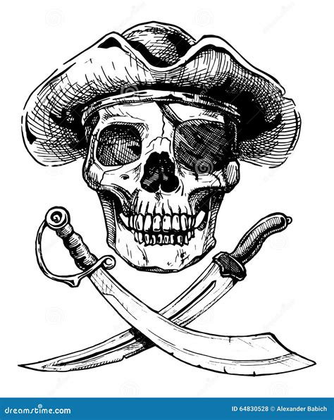 Pirate Skull And Crossed Swords Cartoon Vector