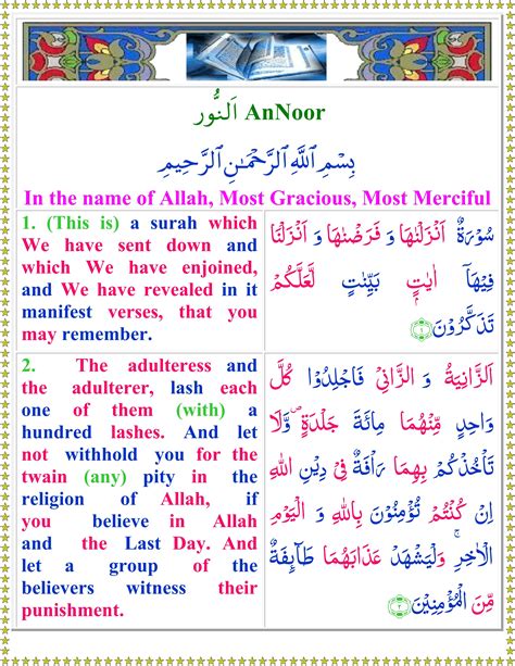 Surah An Noor English Quran O Sunnat