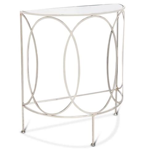 Gibbous Hollywood Regency Demilune Nickel Console Table Kathy Kuo Home