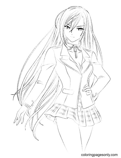 Shy Anime Girl Coloring Pages Long Hair Anime Girl Coloring Pages