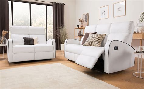 Ashby White Leather 32 Seater Recliner Sofa Set Furniture Choice