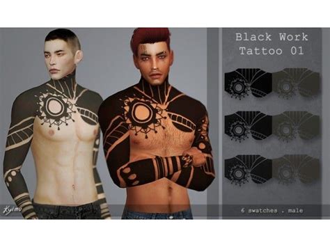 The Sims 4 Black Work Tattoo 01 By Quirkykyimu Sims 4 Sims 4 Men