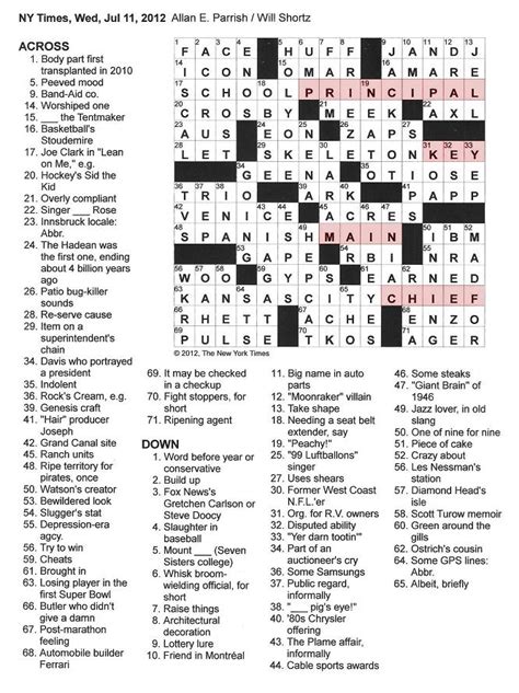 Maybe you would like to learn more about one of these? The New York Times Crossword in Gothic: 07.11.12 — In Control