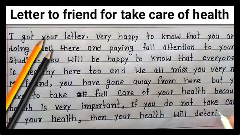 Letter To Friend For Take Care Of Health Simple Letter Writing How To