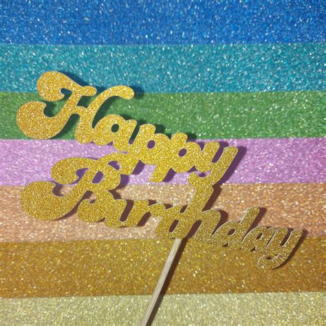 Happy Birthday Glitter Cake Topper Personalised Cake Topper Custom