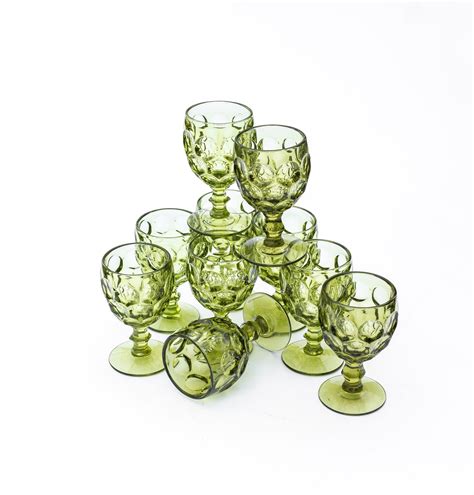 green wine glasses 70s vintage glassware water glasses set etsy green wine glasses vintage