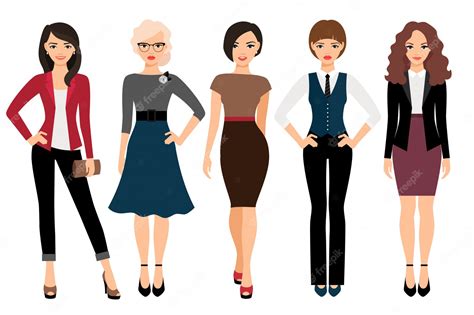 Premium Vector Cute Young Women In Different Style Clothes Vector