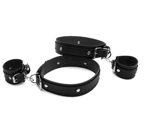 Luxury Bdsm Set Handcuffs And Collar Premium Restraints Etsy