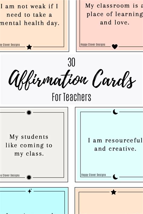 Teacher Affirmation Cards 30 Positive Encouragement Cards Etsy