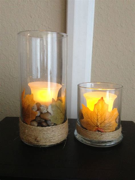 Fall Candles Twine Diy Fall Leaves Fall Candles Twine Diy Diy