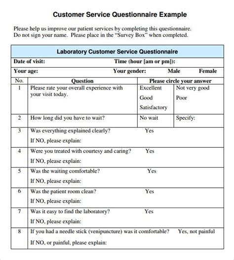 Service Questionnaire Template Best Of Document Template